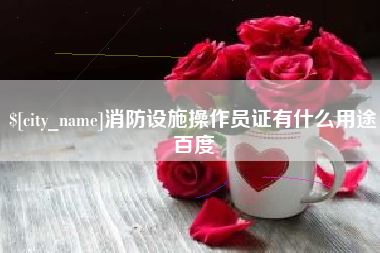 银川消防设施操作员证有什么用途百度